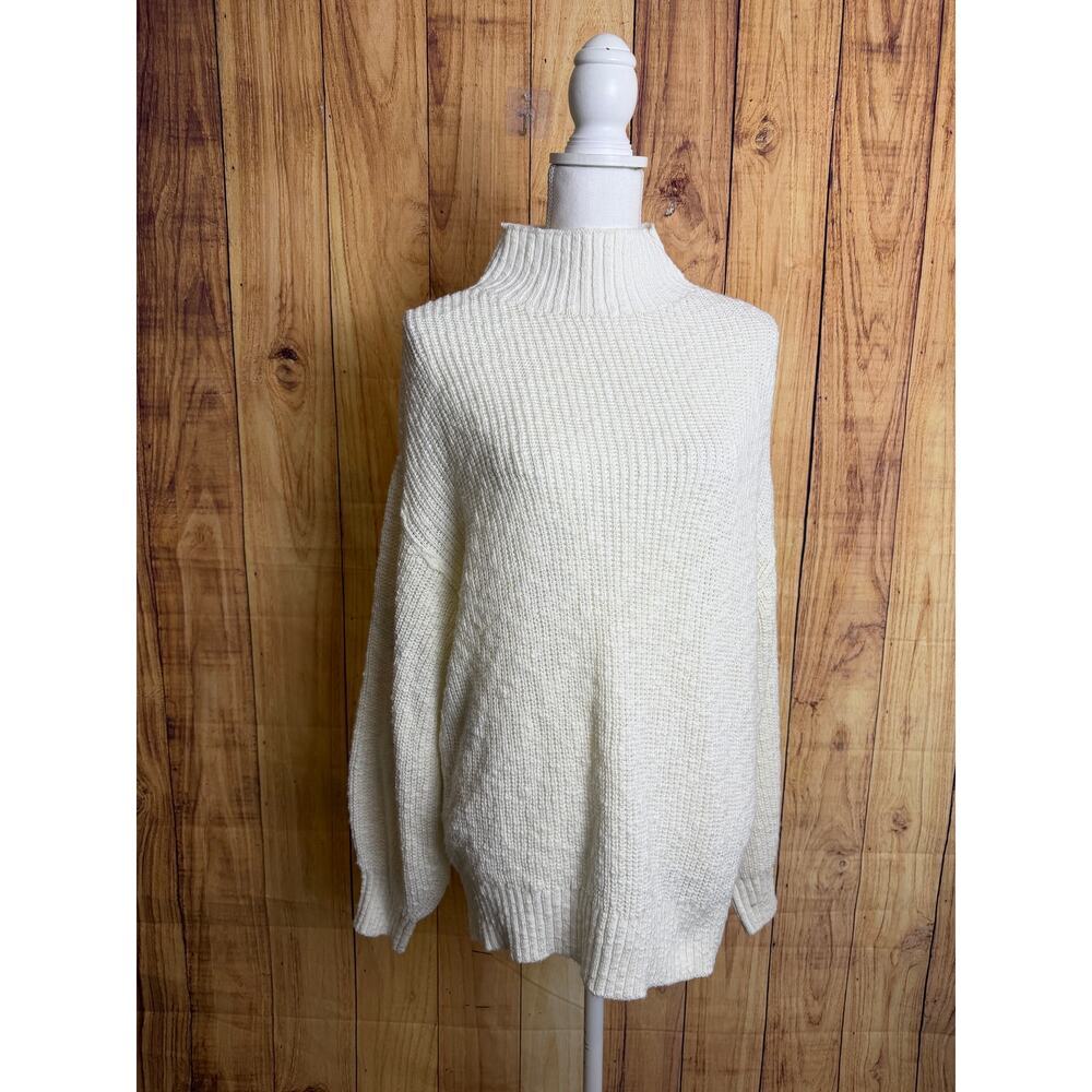 Aerie Mockneck Chunky Knit Sweater White Women's Size M NEW - Picture 7 of 8